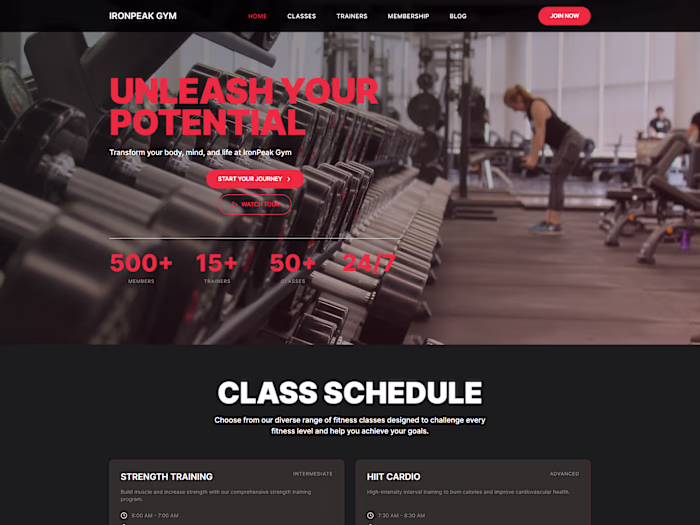 UI Design for IronPeak Gym