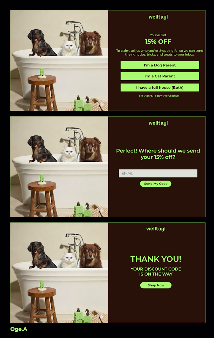 Pop-Up form for Welltayl