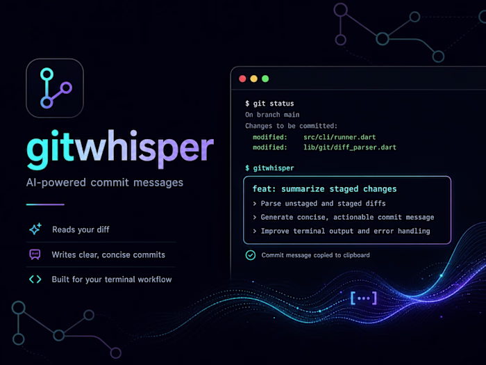 gitwhisper: AI commit messages from staged changes
