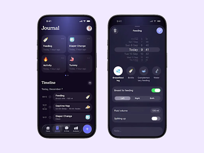 Baby Sleep Tracker · Journal & Log · Mobile App