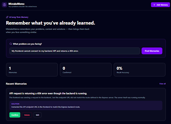 MistakeMemo — AI Long-Term Memory
MistakeMemo