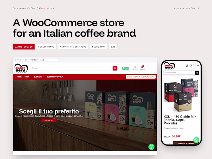Cuorenero Caffè: WooCommerce store for a coffee brand