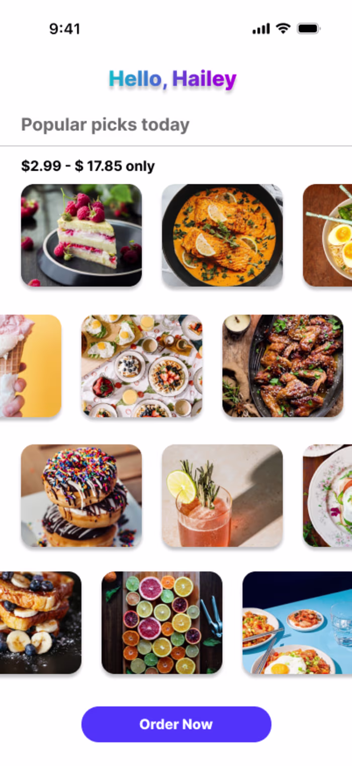 A food ordering app designed
