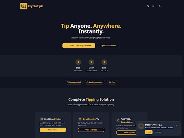 Development of CryptoTipX Digital Tipping Platform
