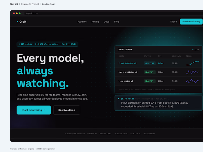 llm model monitor landing page