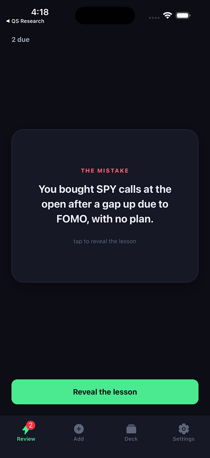 Scar - trading journal app, iOS & Android
