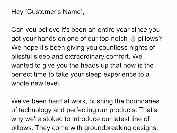 Email retargeting example