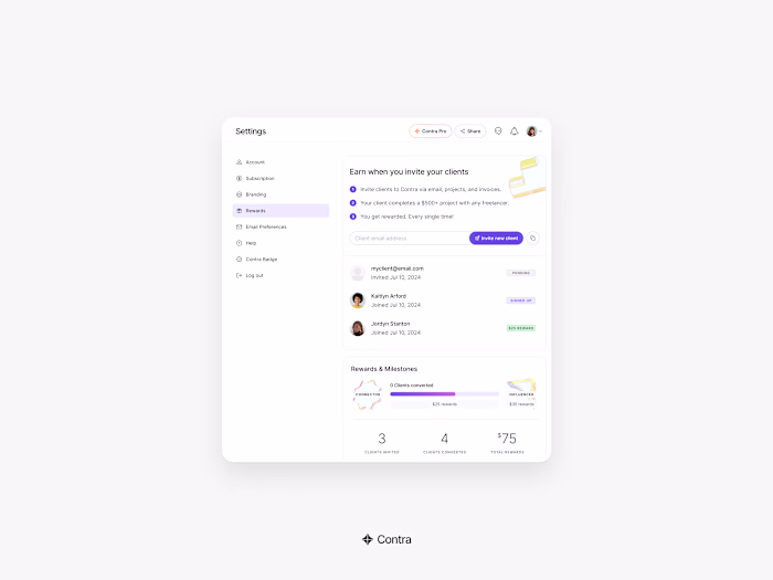 Contra Dashboard & Referrals