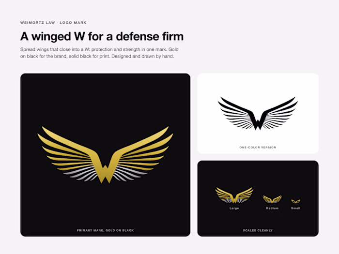 Weimortz Law: winged W logo mark