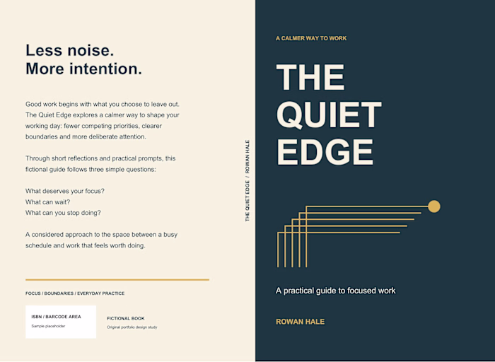 The Quiet Edge - CMYK full-wrap book cover study