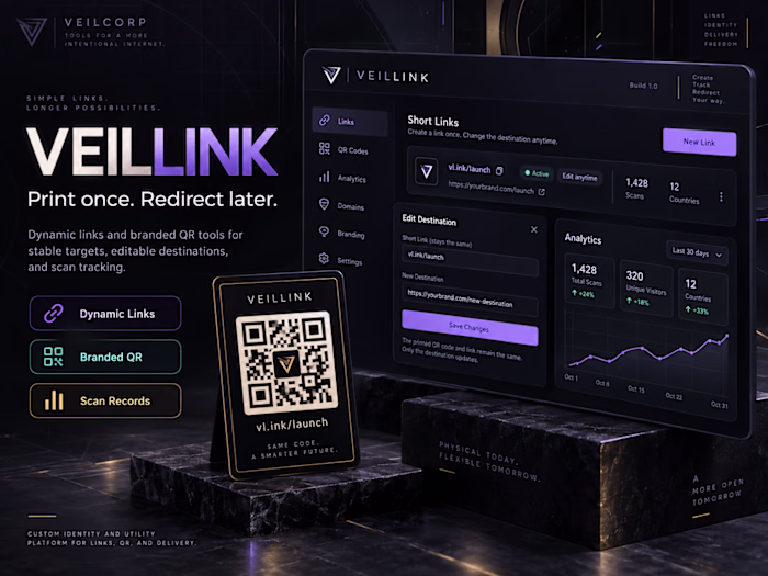 VEILLINK

Dynamic Links. Branded QR. Stable