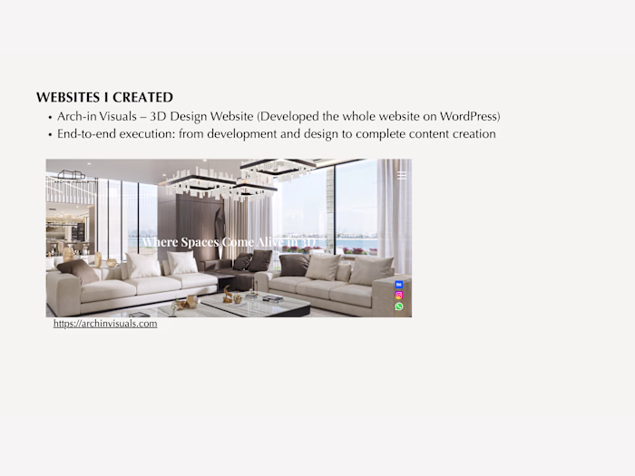 Arch-in Visuals, End-to-End Website Build for a 3D Design Studio
