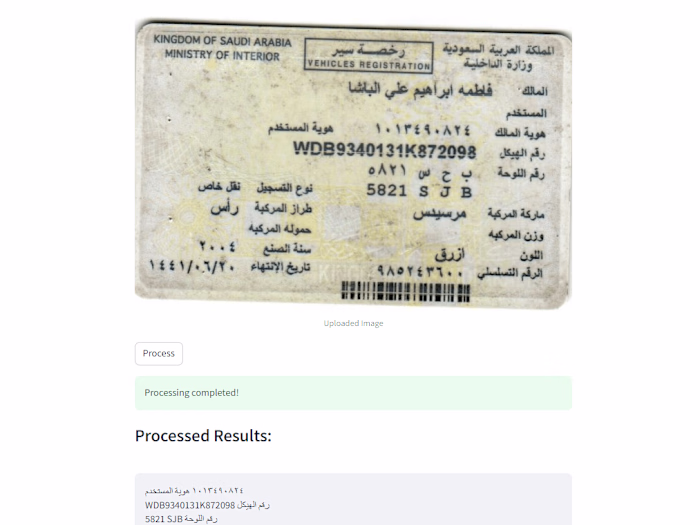 Arabic OCR for Identity Card Recognition