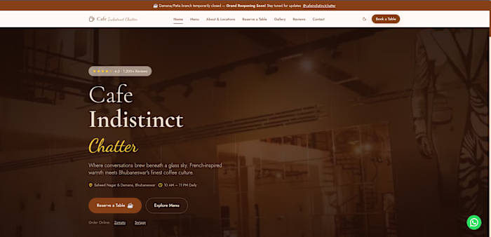 A cafe website.