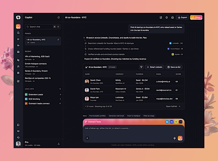 I designed the copilot interface