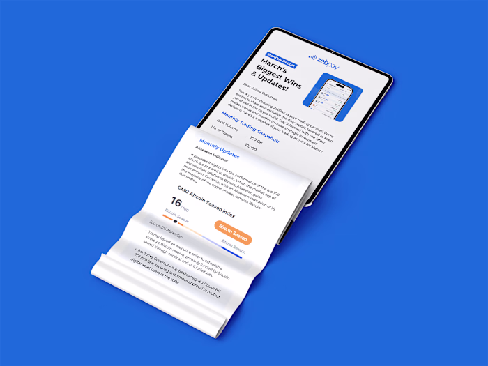 Monthly Trading Report Email Design for ZebPay