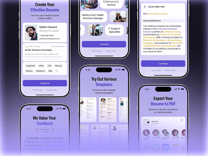 Onboarding for Resume & CV Builder App