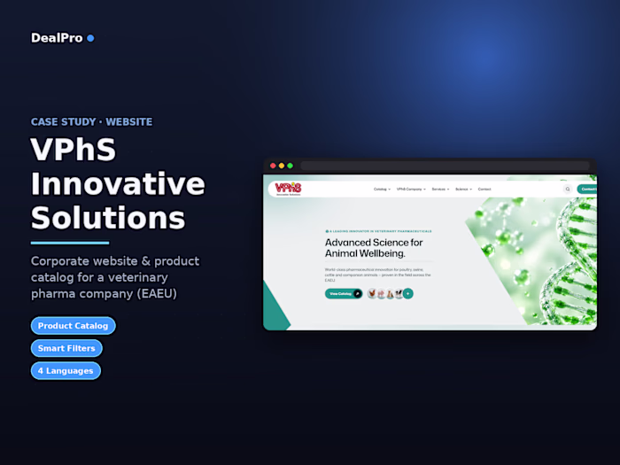 VPhS — Corporate Website & Product Catalog for Veterinary Pharma