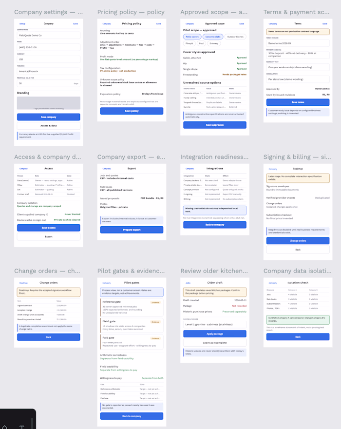 FieldQuote mobile app - UI design