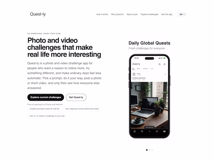 Questly — Mobile & Web Challenge Platform
