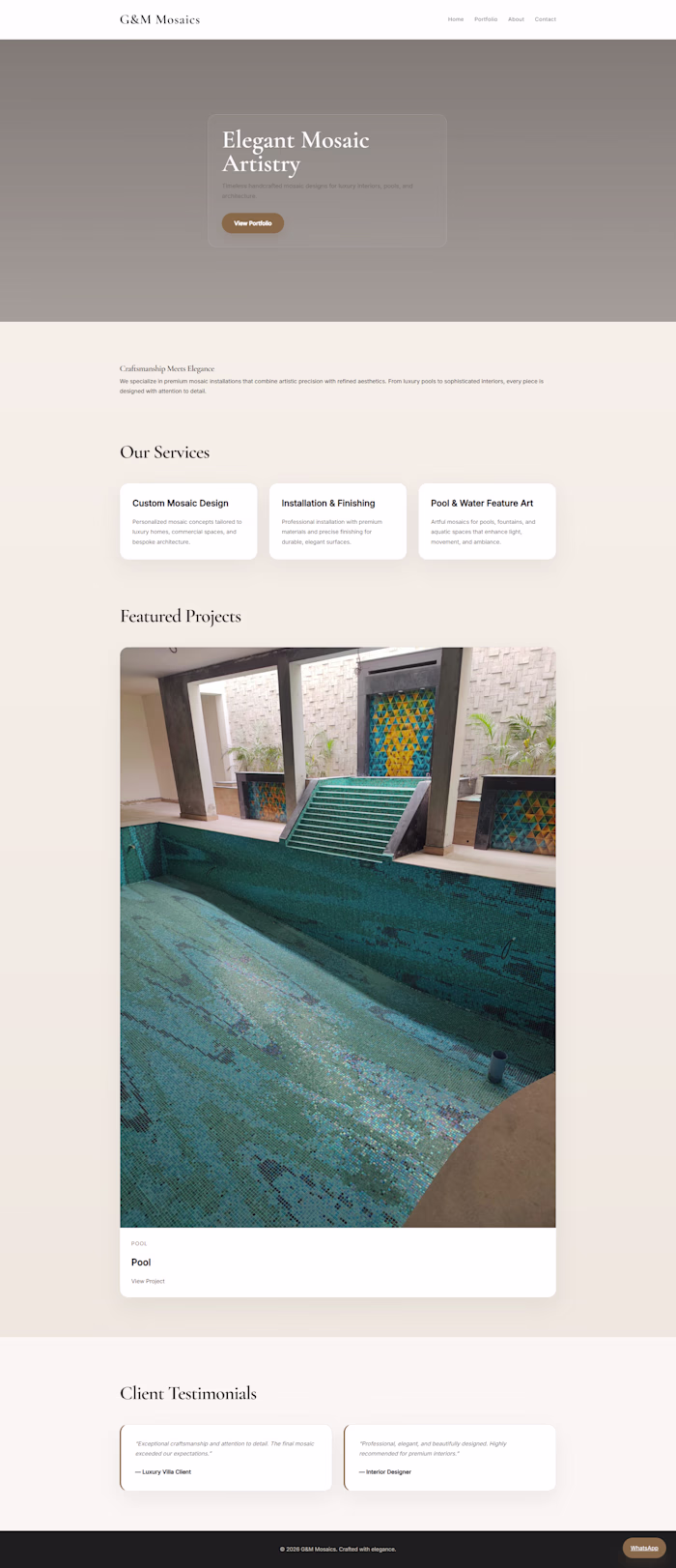 Portfolio Website for a mosaic