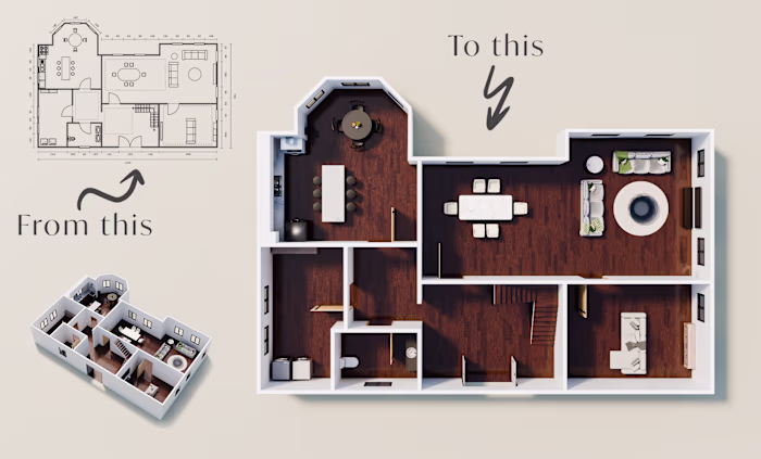 2D floor plan to 3D