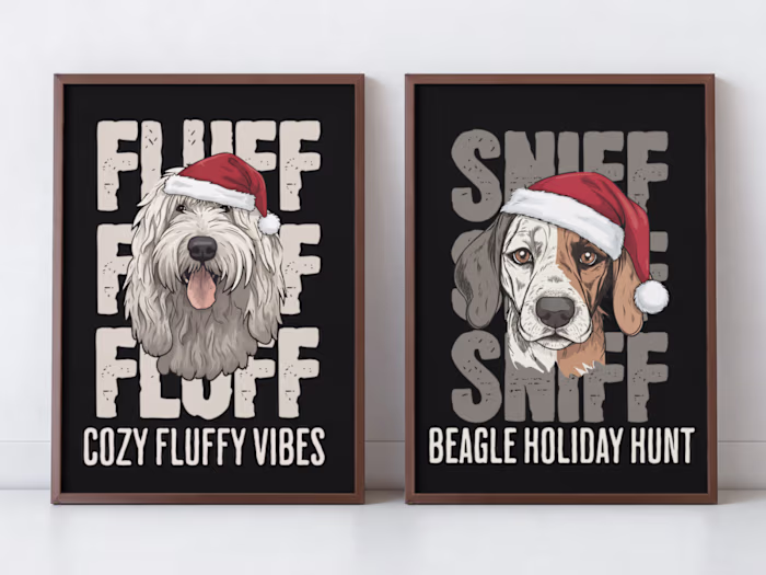 Etsy Christmas Dog Shirts and Posters