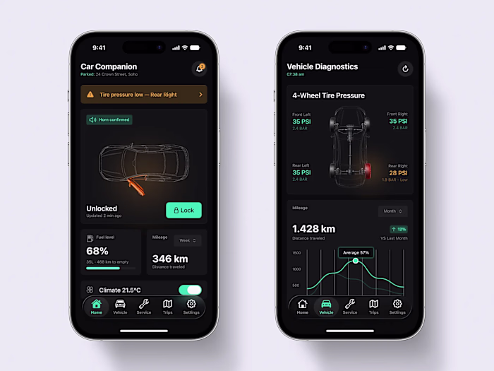 Car Companion App — iOS 26/27 Native Interface Concept