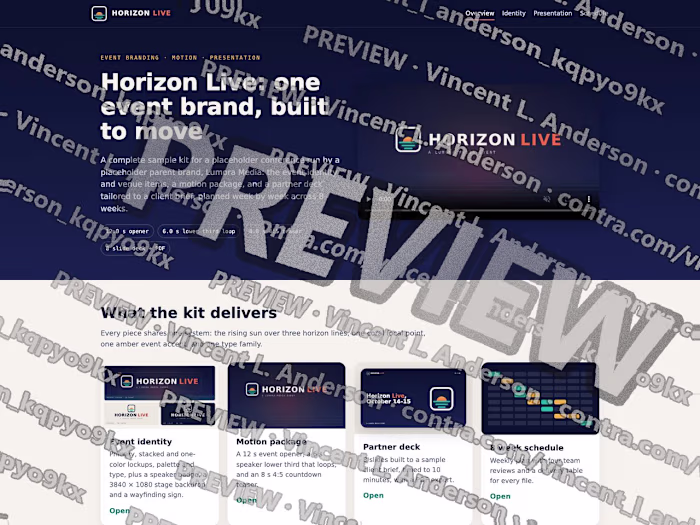 Event brand, motion package and partner deck kit