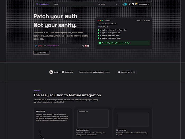 Modern Landing Page for StackPatch Developer Tool