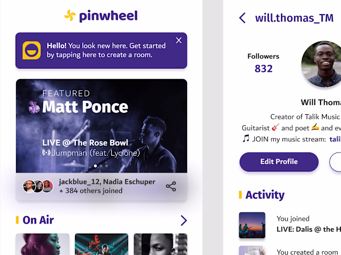 Pinwheel Social Music App (Concept)