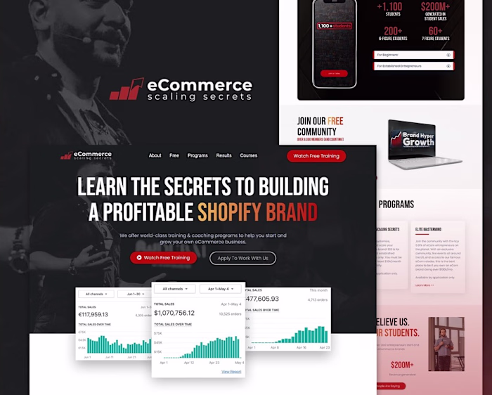 Shopify Course Landing Page for Alex Fedetoff