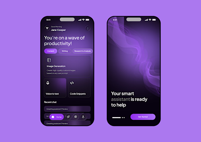 Day 11/75 UI Challenge 🤖✨ Designed an AI Assistant App UI t...