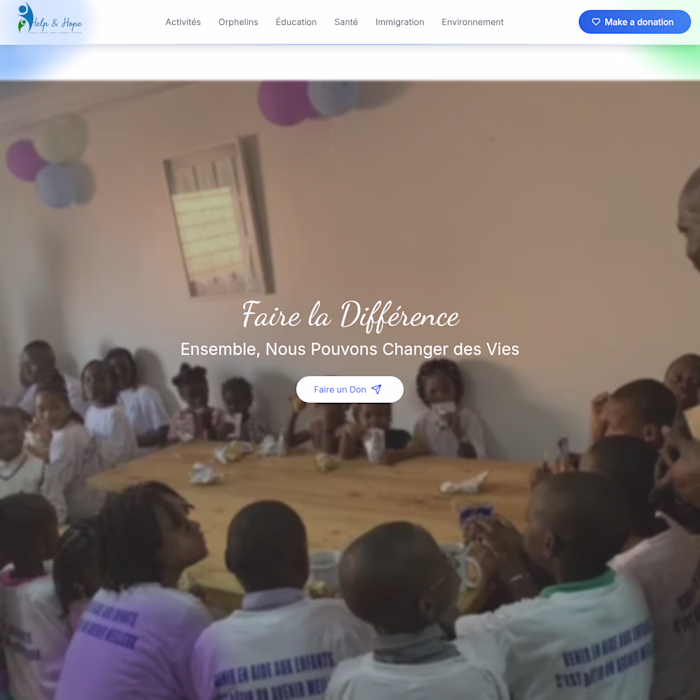 Landing page for a charity