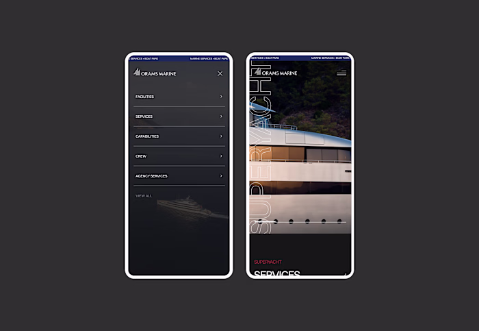 Custom UX/UI design for Orams Marine