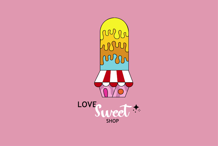 Love Sweet Shop logo design { This Brand sells Ice creams }