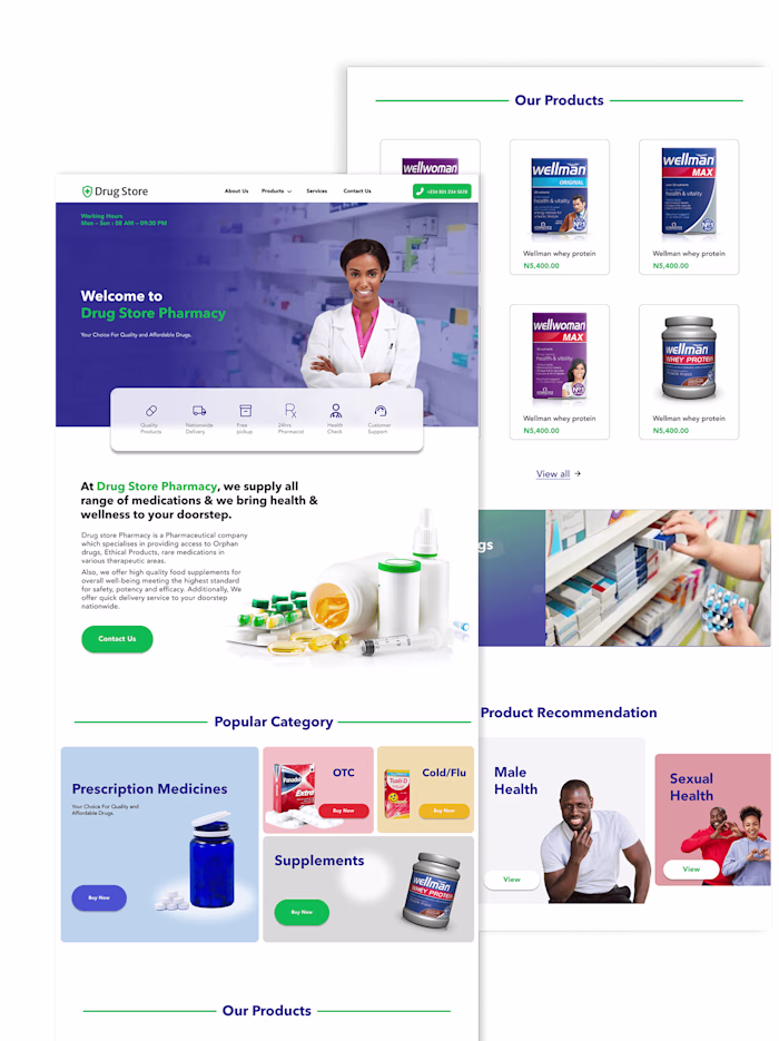Pharmacy store website on Behance
