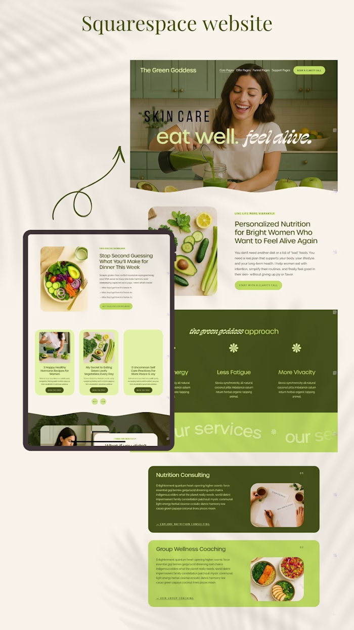 Squarespace website on Health and Wellness