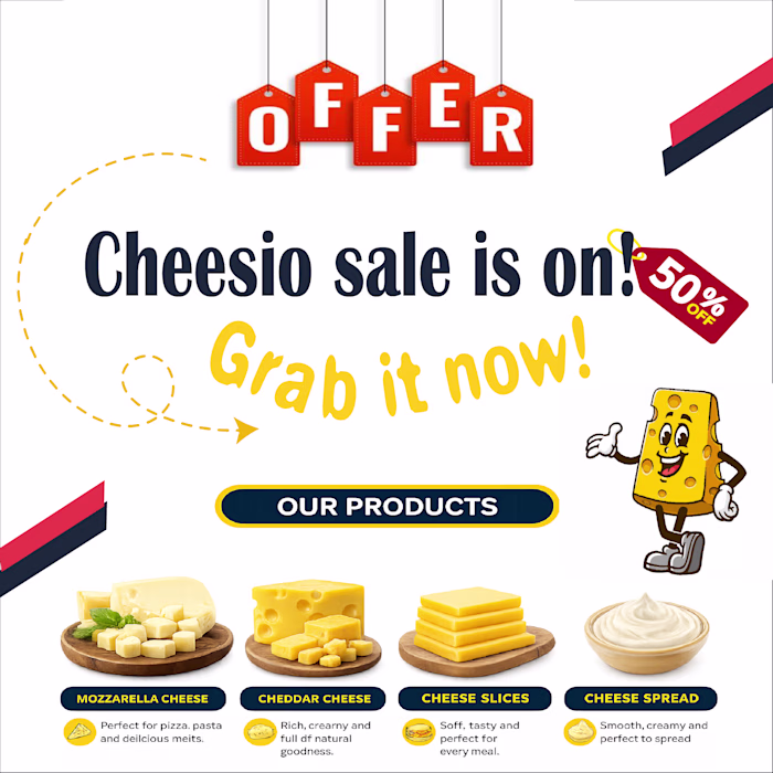 Cheesio Social Media Post Design
Create