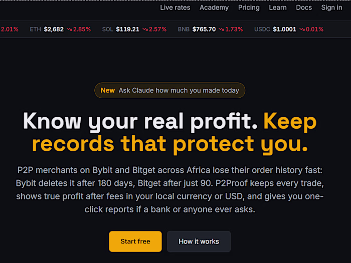 P2Proof : record keeping tool for crypto traders