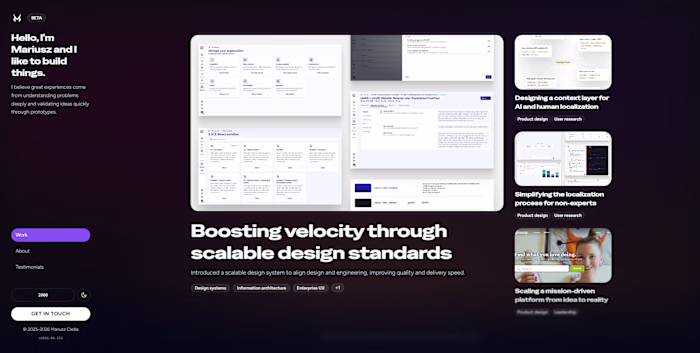 Iterating really quickly on my new website - went through 20...