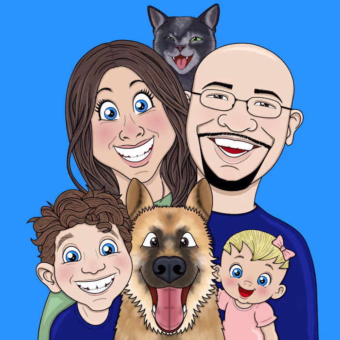 Custom full color family Caricature