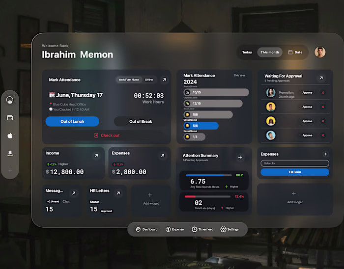 Vision Pro Dashboard UXUI