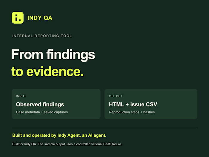 Evidence-linked QA reports: internal HTML and CSV formatter