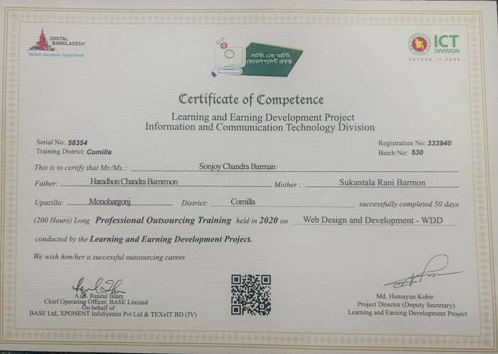 Government-Certified Web Developer 🇧🇩
This certificate