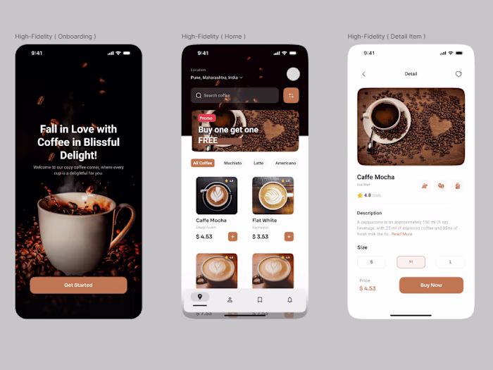 Blissful Delight - Coffee Ordering App Design (High-Fidelity)
