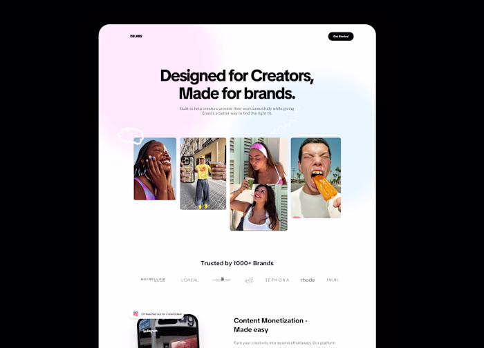 Landing page concept for a