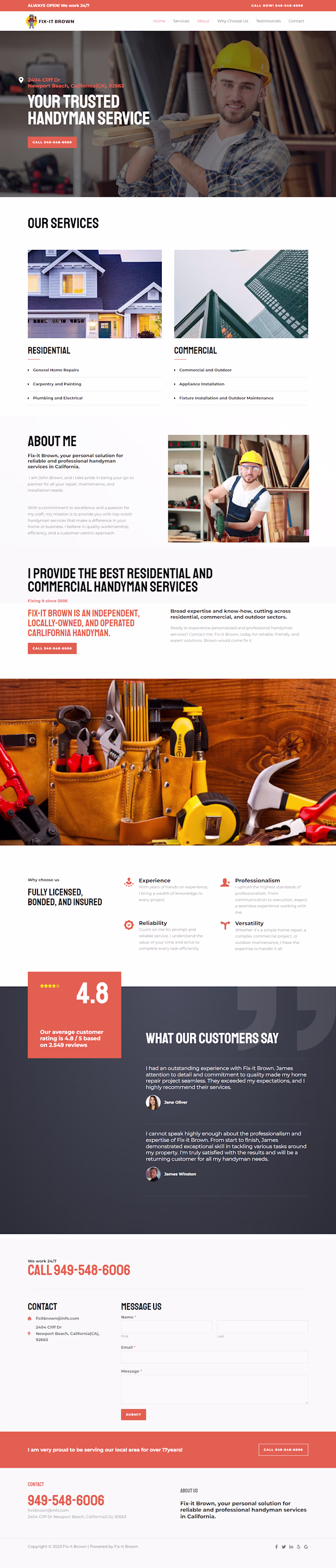 Handyman Services Website & Quote Path for Fix-it-Brown