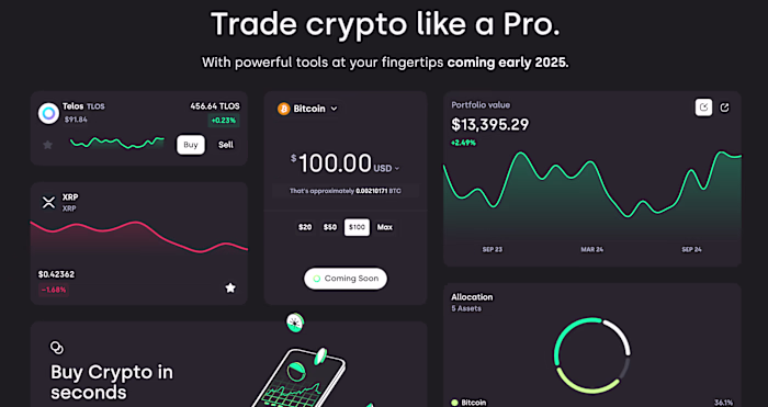 Landing page for TelosX, an
