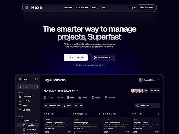 Hexa landing page